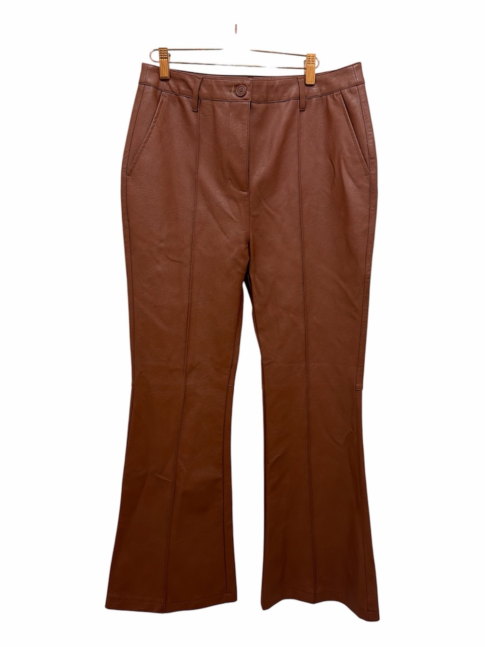 Shinestar Brown Faux-Leather Bootcut Pants